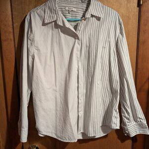 Madewell Women's White and Gray Striped Button-Down Shirt